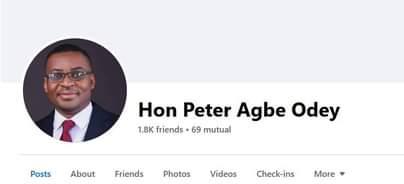 Deputy Governor Peter Odey Disclaims Fraudulent Facebook Account