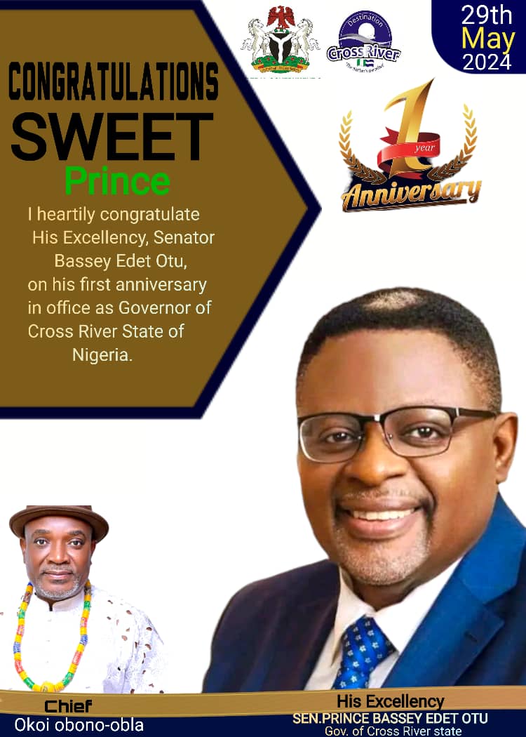 Obono-Obla Congratulates Sen Otu On His One Year Anniversary As Governor