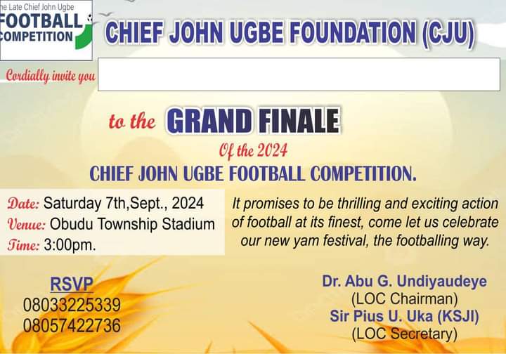 Chief John Ugbe Foundation To Hold Grand Finale Football Competition Today