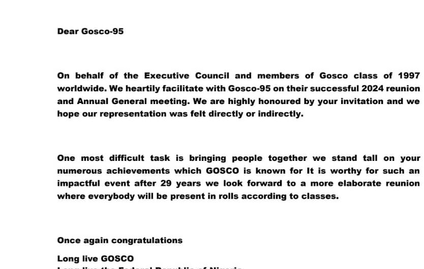 Annual General Meeting: GOSCO Class of ’97 Felicitates G’95