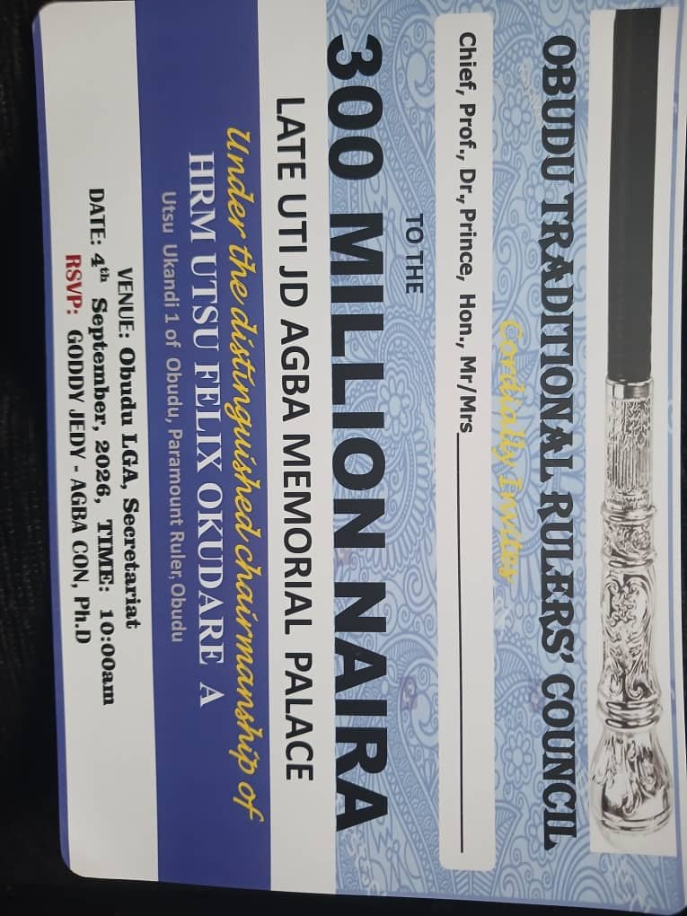 Obudu Traditional Rulers’ Council Set to Launch ₦300 Million Uti JD Agba Memorial Palace